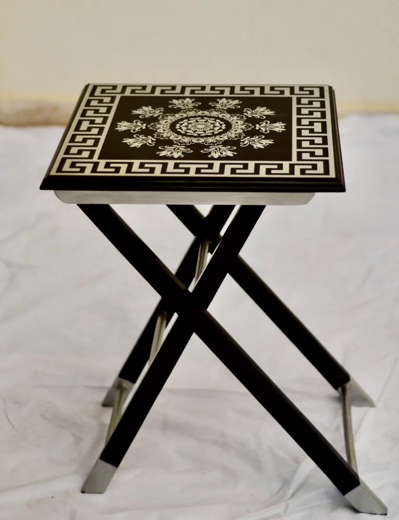 GREY VERSACE SERVING TABLE SET (2PC)