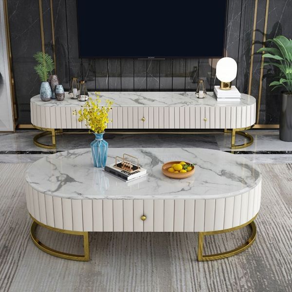 Faux Marble Centre Table – WOODEN HUB - Main Image