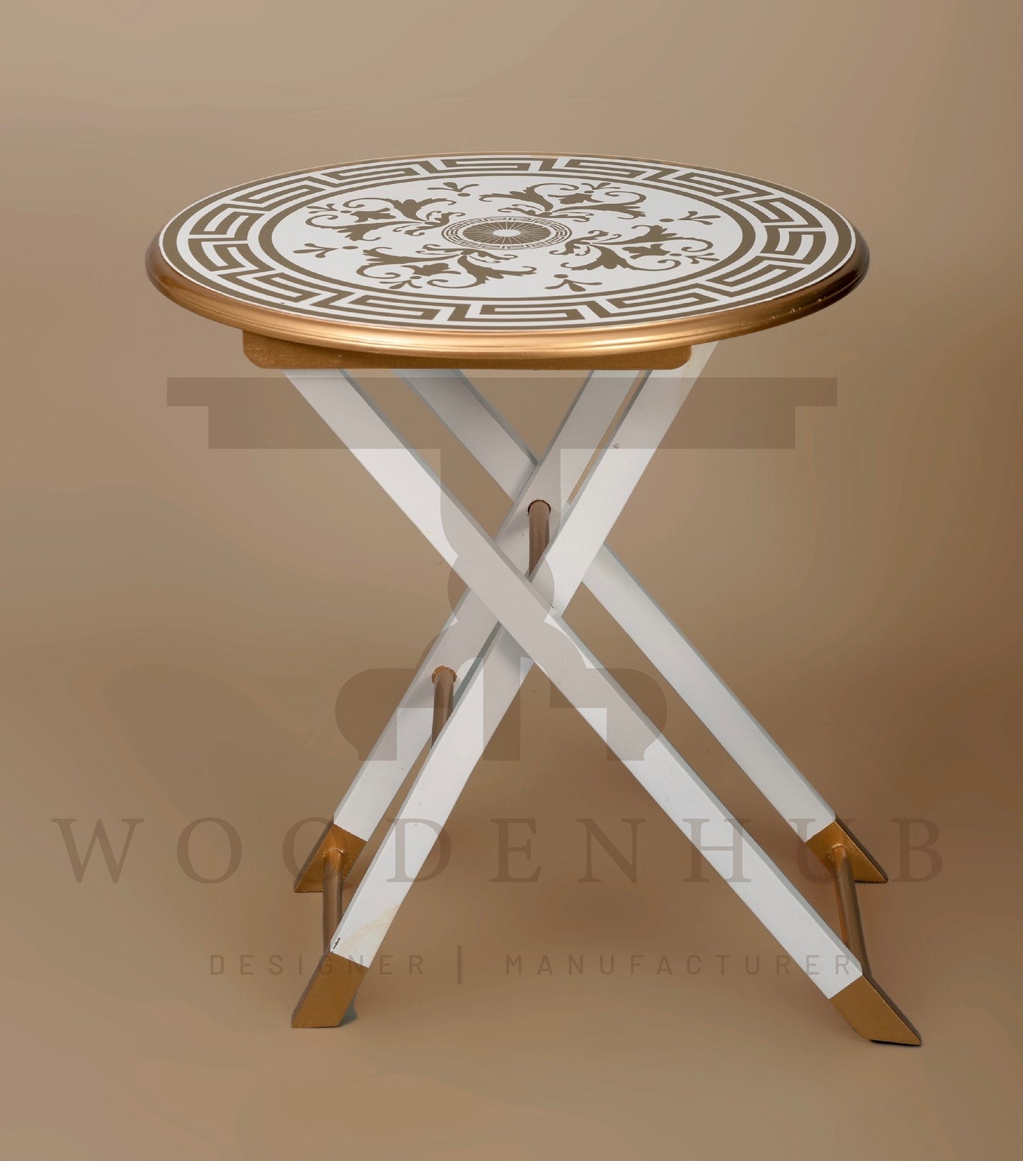 WHITE ROUND SERVING TABLE SET (4PC)
