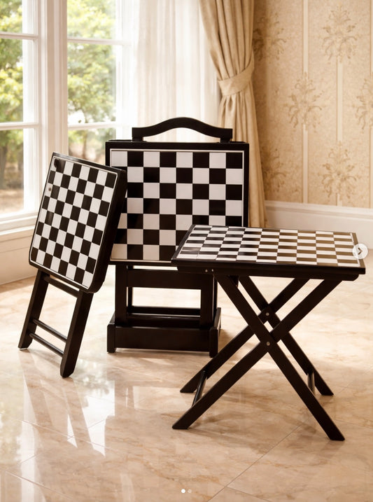 CHESS SERVING TABLE SET (4PC)