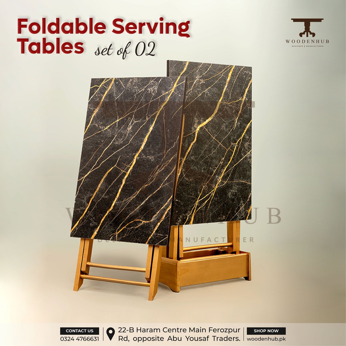 FOLDABLE SERVING TABLES (2PC) – WOODEN HUB