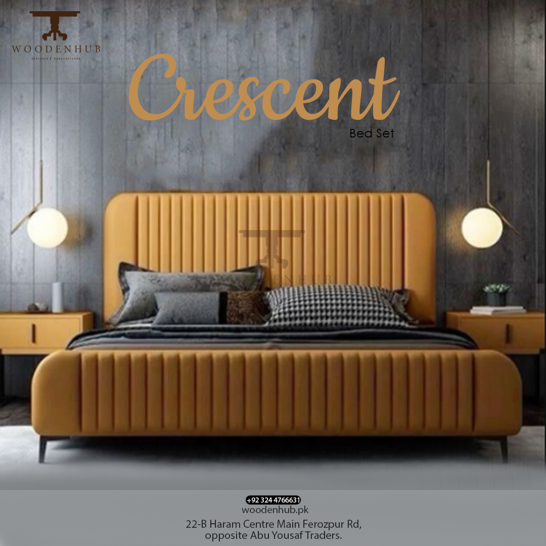 CRESCENT BED SET (Bed+Side Tables)