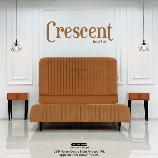 CRESCENT BED SET (Bed+Side Tables)