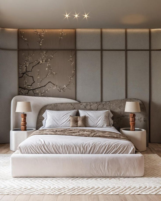 Velouria Bed + side tables