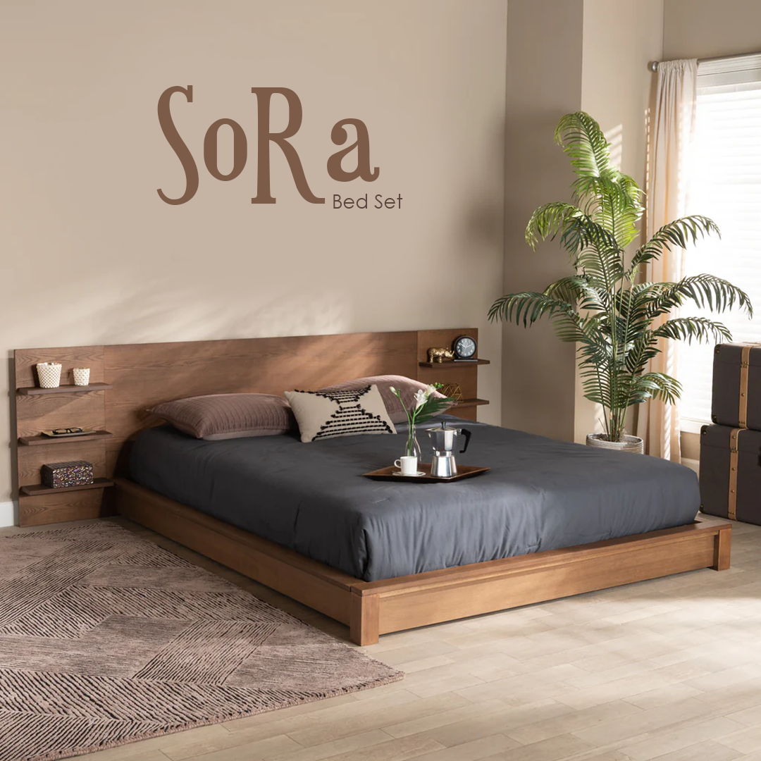 Sora Bed Set (Bed+Side Tables)